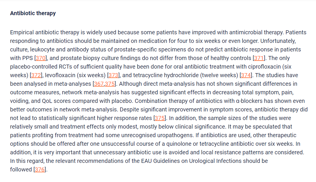lightfootfair's tweet photo. @Uroweb 2nd thread in response, kind regards..

1. Let’s look at this section of the EAU Chronic Pelvic Pain Guidelines again. 

They reference several papers..... https://t.co/0kzZNbPPvK