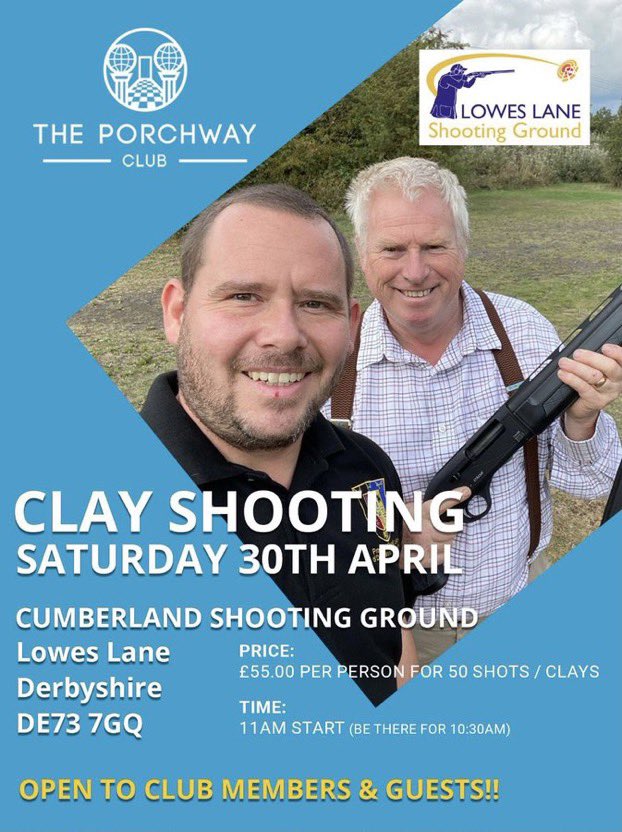 Still time to get your name down for clay shooting
Message us through here, <a href="/Bro_AHP/">Bro_AHP</a> or <a href="/Masonic_Brother/">Masonic Brother</a> for sign up details. 

<a href="/DerbysFreemason/">Derbyshire Freemasons</a> 
<a href="/NottsMasons/">Nottinghamshire Freemasons</a> 
<a href="/ByronClub/">The Byron Club</a> 
<a href="/MasonicSocials/">Young & New Masons Social</a> 
<a href="/NYMC_UK/">New&YoungMasonsClubs</a>
