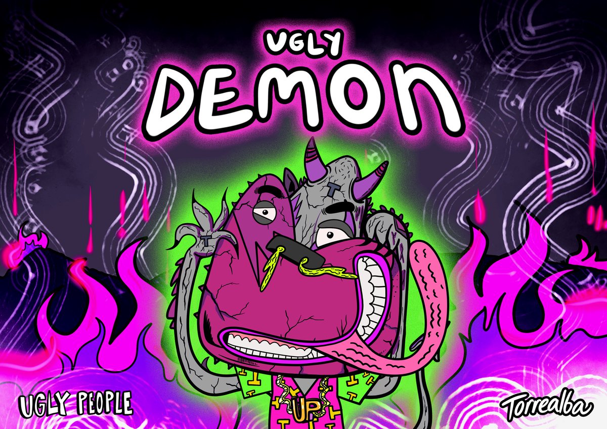 Ugly Demon😈: perhaps the ugliest species in the Uglyverse, Demons are mischievous, clever, &amp; tricky. Known for making unfair bargains &amp; bets 🎻with the other ugly friends, they usually get a bad reputation...but some say one day they will become good through love &amp; friendship❤️