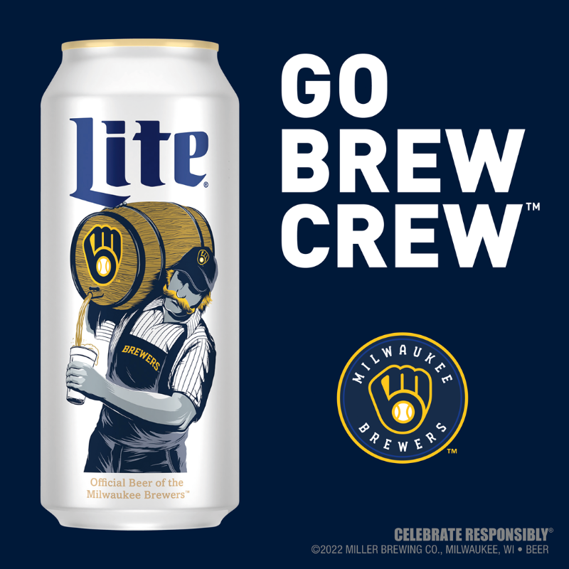 MillerLite's tweet photo. Play the Miller Lite Baseball Milwaukee Brewers 2022 Promotion and enter to win* exclusive gear!

NO PURCH NEC. Open to legal US res of WI, 21+ only. Begins 2/24/22 and ends 10/15/22. For Rules, visit https://t.co/FOmjHHNpep. Void where prohibited. Msg&amp;data rates may apply.