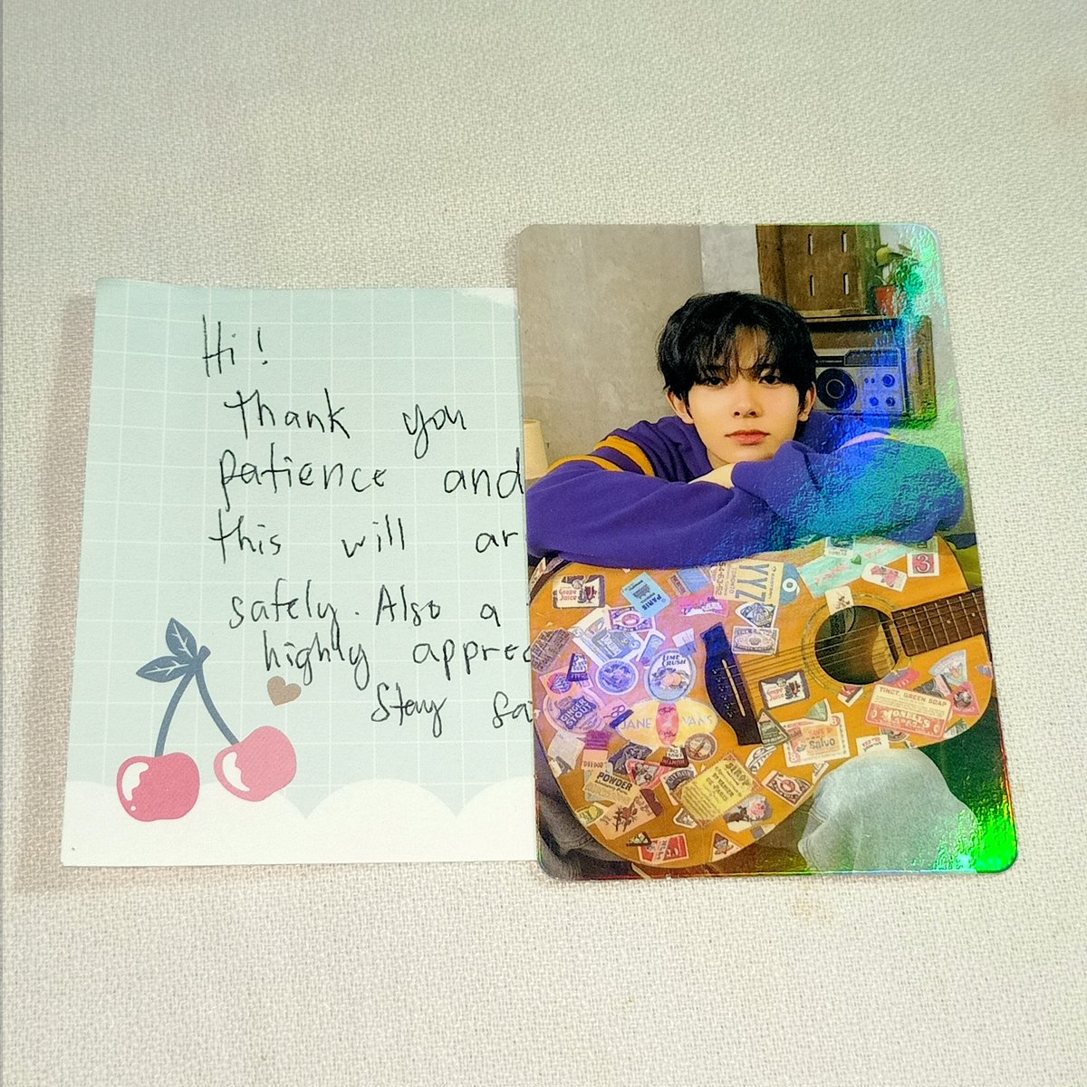 maenhs's tweet photo. ๐จ โ #maenhsmails
hiii! @kmae_cart , hee guitar is here! thank you so much for completing my hee hoodie agenda! and also thank you for the freebies + smooth transaction!๐
#kmae_cartfeedback https://t.co/cFZn0igCqI