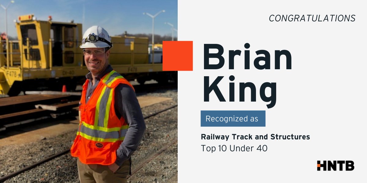 HNTBCorp's tweet photo. Recently, @RTSMag recognized #HNTB’s Brian King as one of 10 young professionals making a positive and long-lasting impact on the #rail industry. #BeingHNTB #10Under40

https://t.co/jpnbltEOgr https://t.co/xSTVfqqKLH