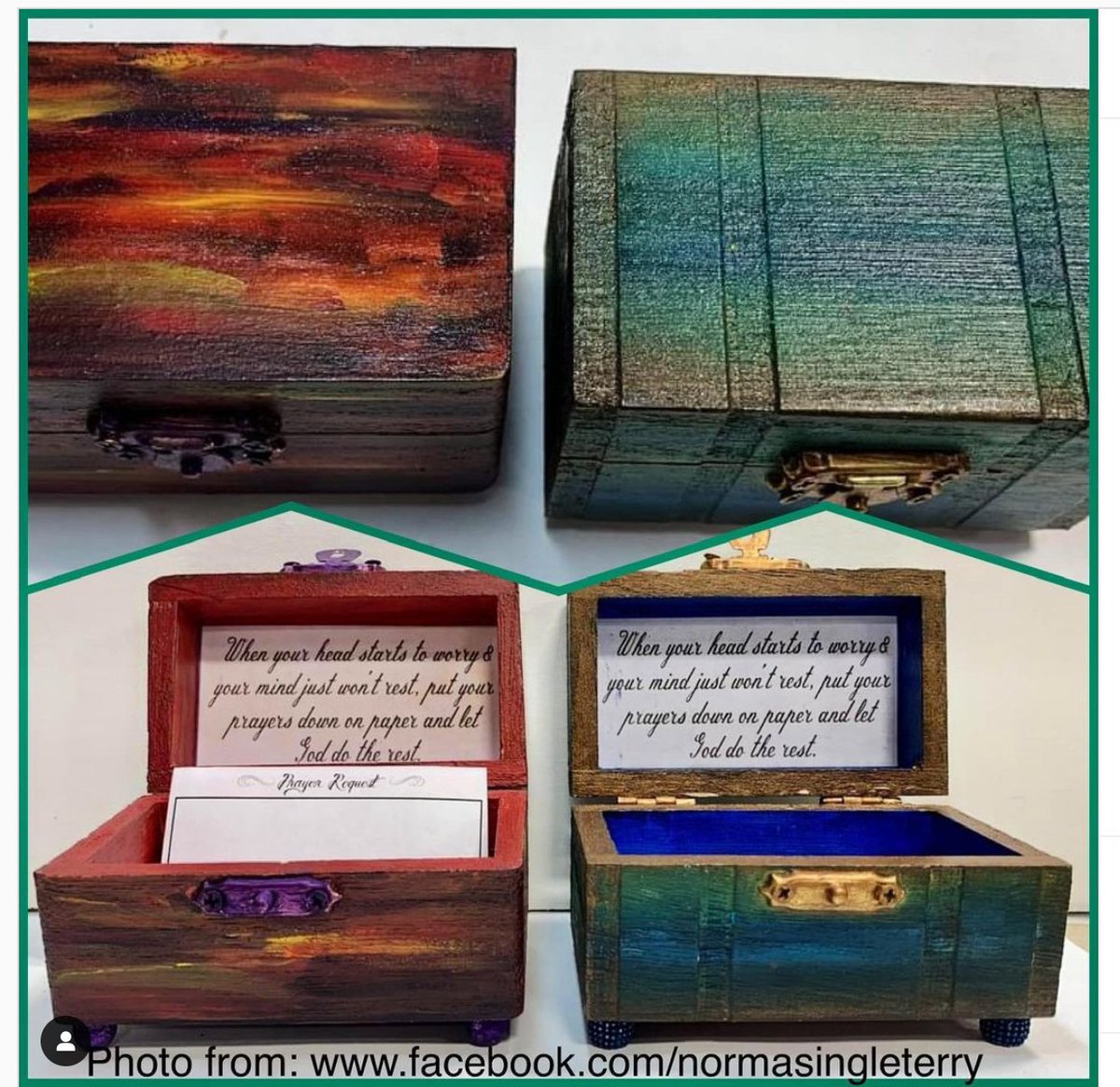 amazinggoop's tweet photo. We wanted to share these boxes created by Norma Singleterry using Unicorn SPiT. #godbox #prayerbox #prayers #prayerrequest #box #craft #art #grace #unicornspit #unicornspitstain #unicornspitgelstainandglaze https://t.co/YhfvjCBzkx