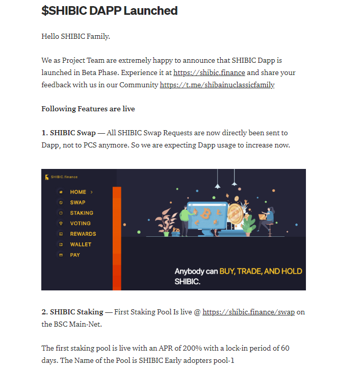 ShibaInuClassic's tweet photo. Hello $SHIBIC Family. #SHIBIC Project has met significant milestones by this month as per its roadmap. Proudly sharing updates on all action in our official Medium blog below. Happy Reading and Happy SHIBIC HODling.🚀🚀🚀

https://t.co/NmP8mnfo3d https://t.co/VP3HkvSTlN