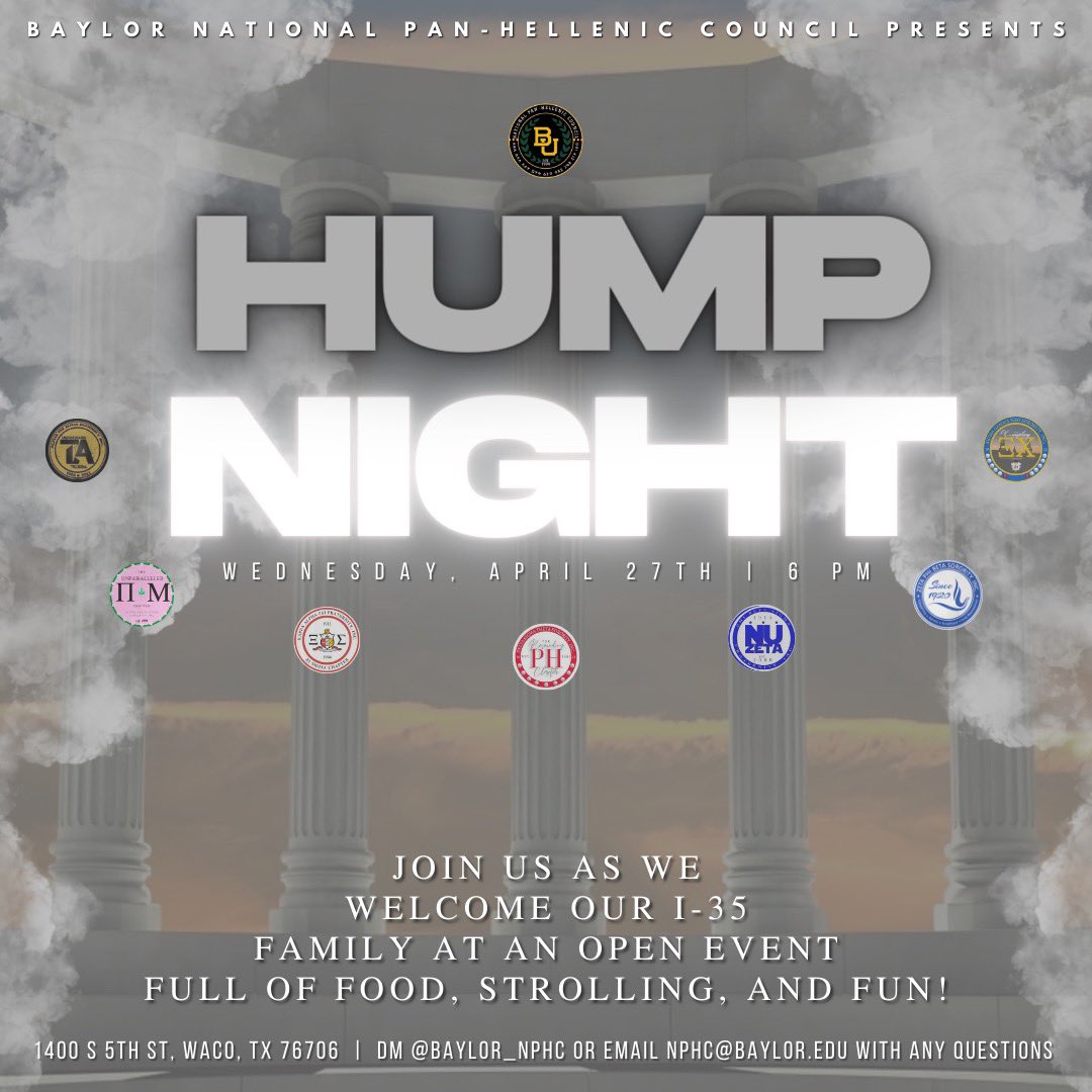You know when the semester’s about to end, NPHC’s gotta wake it up one last time. Come out on the 27th! It’ll be a Hump Night you won’t wanna miss😈