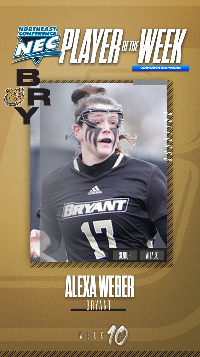 🏅#NECWLAX Player of the Week 🏅

👉Alexa Weber, <a href="/BryantAthletics/">Bryant Athletics</a> 
 
🗒️Weber found the back of the net 🖐 times in Bryant's win against SFU on Friday. The senior added an assist to finish with a game-high six points. Weber also recorded 1 CT, 3 GB &amp; a game-best 7 draw controls.