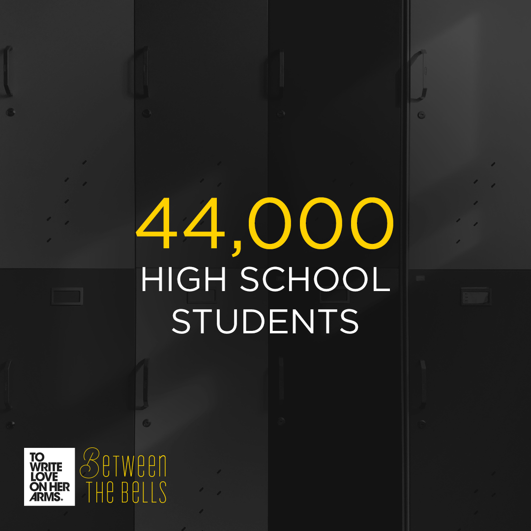 TWLOHA's tweet photo. Our high school mental health program, #BetweenTheBells, has reached over 44,000 students this year! We know youth have been struggling, so to learn how you can bring BTB to your school to have life-saving conversations, visit: https://t.co/KpnAPfZ3ek. https://t.co/6RJQDTnYjg