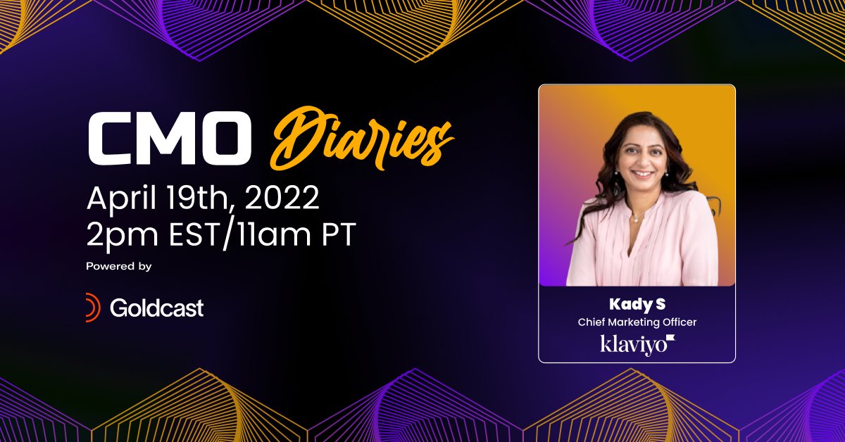 I'm excited to chat with Kishore on <a href="/Goldcast/">Goldcast</a>'s CMO Diaries and share my experiences growing brands as head of marketing for B2C and B2B companies. Tune in tomorrow: goldcast.io/cmo-diaries