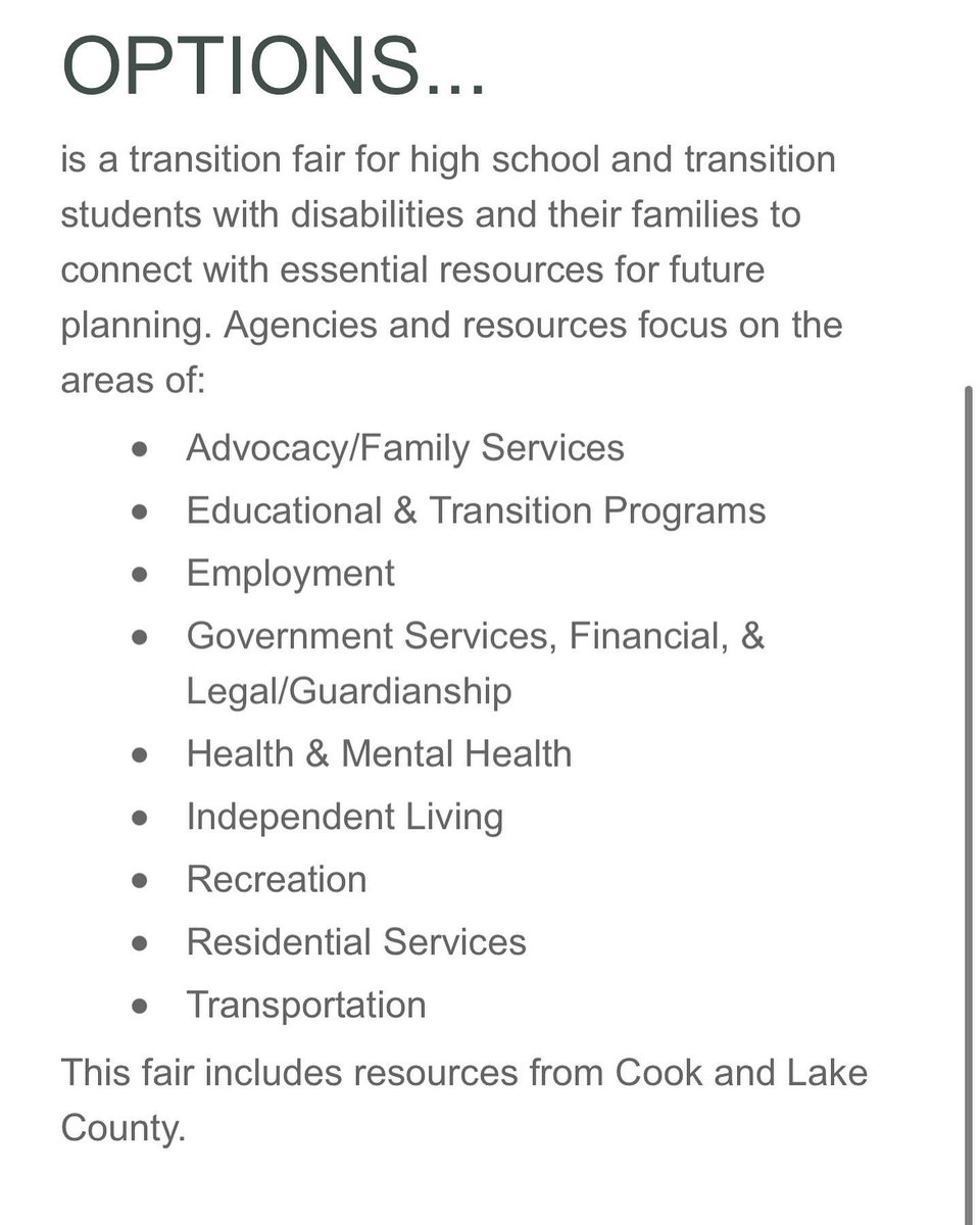 JoreeMorris's tweet photo. This Thursday April 21st is the Options Fair! This event is loads of information on agencies and assistance for families of people with disabilities. Swipe through for more info! #OptionsFair https://t.co/oEcWXwqW8y