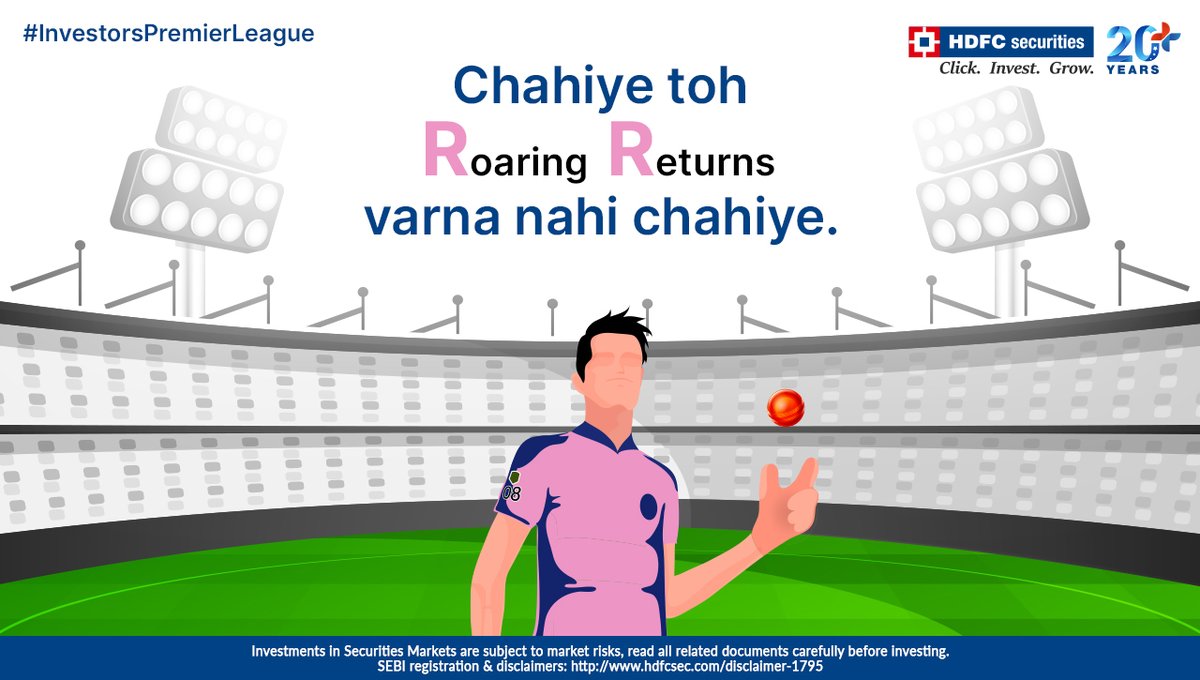 hdfcsec's tweet photo. Sab ko RR hi toh chahiye hota hai.
We mean, Roaring Returns haan.
We aren’t liable for any other relevance. 🤭
#IPL #RR #AllOut #Returns #Trades #Baller #MondayMatches #Stadium #Match #HDFCSecurities https://t.co/CzeCG9AZrp