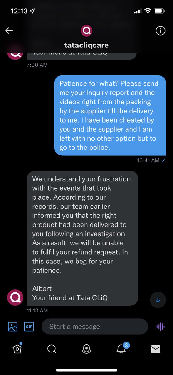 nitinkaushal's tweet photo. @TataCLiQCare Please stop with the automated replies. I have already been told that you won’t be offering any resolution. Please send me the details of your inquiry and supporting videos. https://t.co/gugvuyuatl