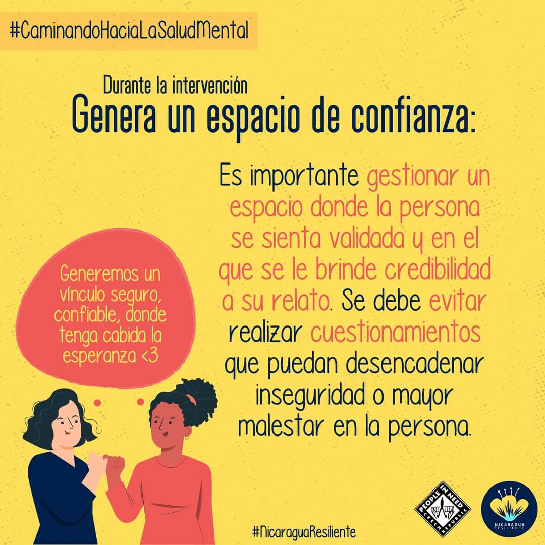 01: #SaludMental Cuando se brinda acompañamiento psicosocial el objetivo es generar un vínculo seguro, confiable, donde tenga cabida la esperanza, esto lo logramos creando un espacio de confianza.