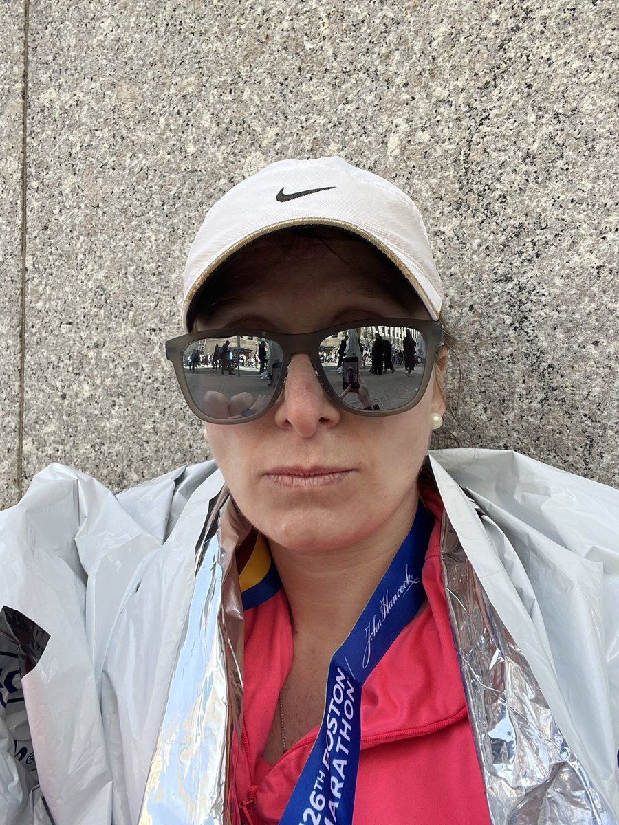 #bostonmarathon22 is in the bag. This is what the actual end of a marathon looks like. Not the smiling finish line picture. I’m hanging on the sidewalk trying to muster the energy to get to my hotel. Will tweet the rest later! #runningdoc
