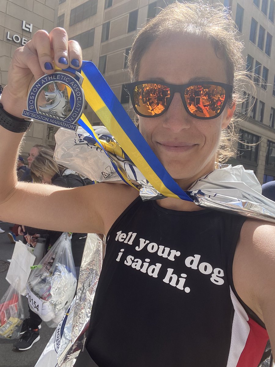 jrmintneel's tweet photo. Casually demolished my PR at @bostonmarathon today! 3:11:05, 259 dogs (one may have been a cat), and countless promises from spectators to say hi to THEIR dogs for me. Massive successes all around. https://t.co/zV6CapQ3OD
