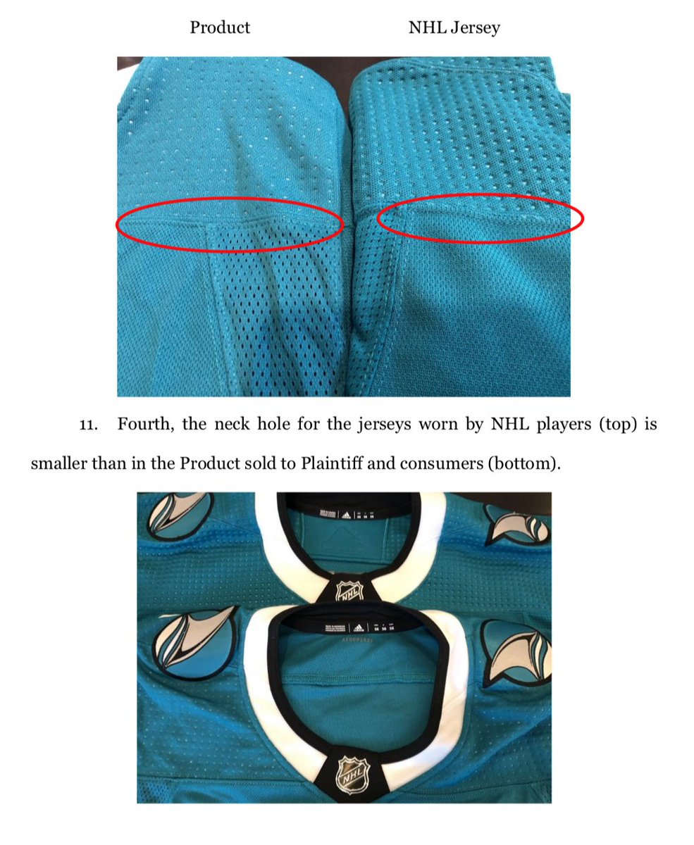 rwesthead's tweet photo. Adidas is being sued in in Florida for marketing “authentic”  NHL team jerseys that are more accurately described as replicas, different from those worn by NHL players, lawsuit alleges.
Jerseys are sold via https://t.co/2UJW8EffFz and other third-party vendors, court docs say. https://t.co/WLFowqLBgW