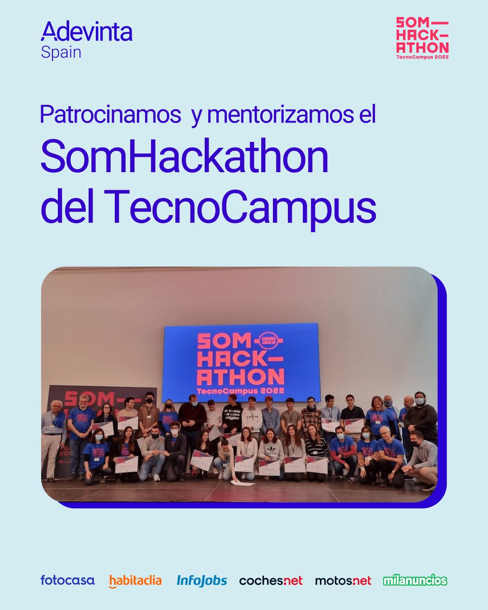 AdevintaSpain's tweet photo. ¡Patrocinamos y mentorizamos el #SomHackathon del TecnoCampus!
¡Felicidades a todos/as los/as ganadores/as! 👉 https://t.co/ae60o1scAI https://t.co/AETtdiVJEm