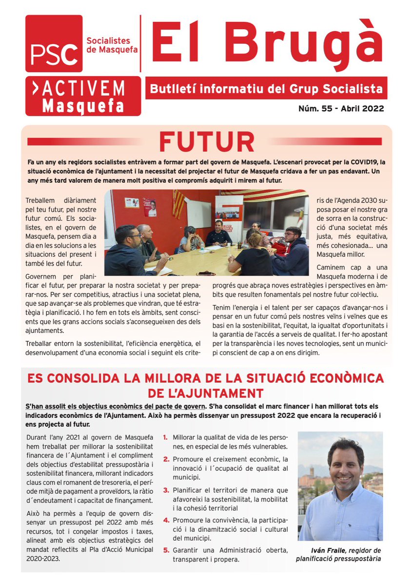 SumemXMasquefa's tweet photo. "El Brugà" el Butlletí informatiu del Grup Socialista de #Masquefa. 🌹

A partir d'avui mateix, el podreu trobar a les vostres bústies.📬

#ActivemMasquefa https://t.co/MsBaBG1Q5m