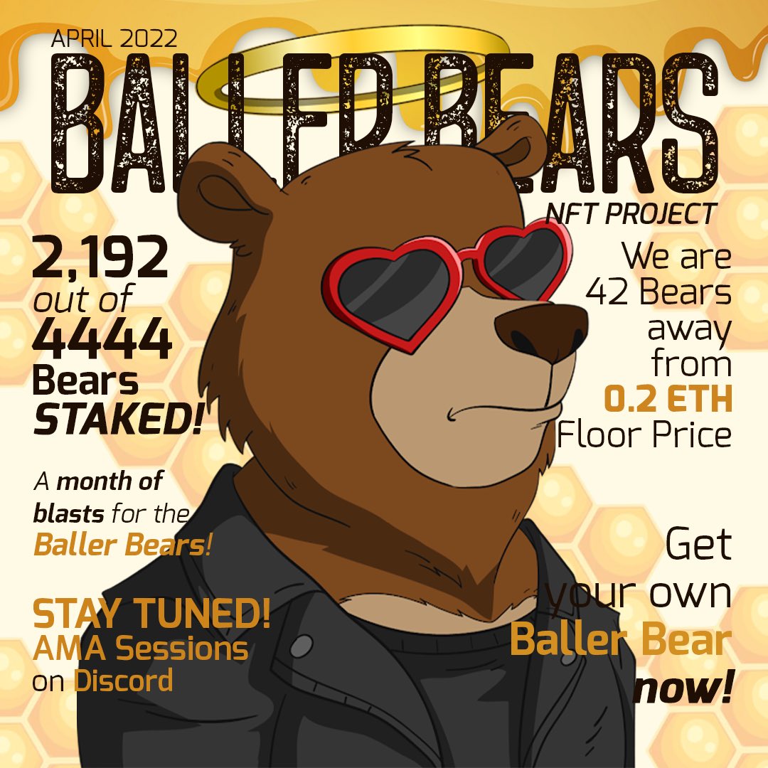 Here’s what happening in the Baller Bear universe! April is going to be a super hyped month 🐻🔥🚀

#NFTs #NFTCommunity #nftart #Crypto #ETH