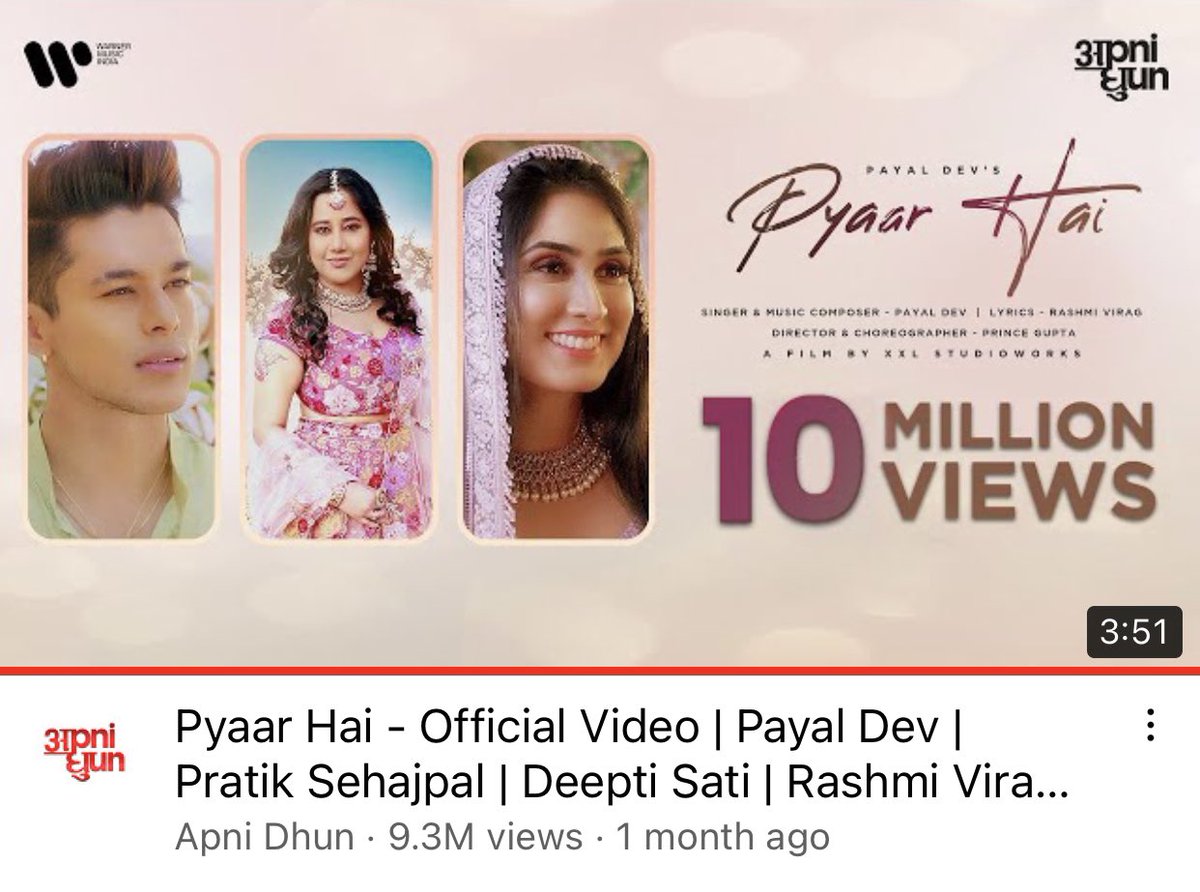 #PyaarHai Completed 10 M views congratulations #PratikFam @realsehajpal APNIDHUN updated the cover photo 🤭✨🐝 #PayalDev #DeeptiSati ❤️#PratikSehajpal