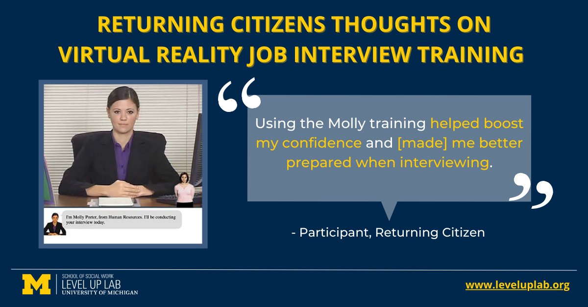leveluplab1's tweet photo. For the #returningcitizens who participated in the virtual job training program, many found their confidence boosted and felt better prepared for interviewing! #ReducingRecidivism #LevelUpLabResearch https://t.co/jp6wbPHoSd