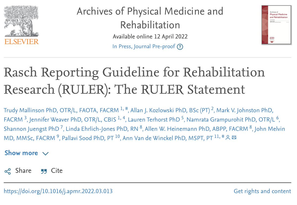 New reporting guideline for psychometric studies using Rasch measurement theory. The RULER Statement,

--&gt; tinyurl.com/5n97vxkj 

<a href="/EQUATORNetwork/">EQUATOR Network</a>