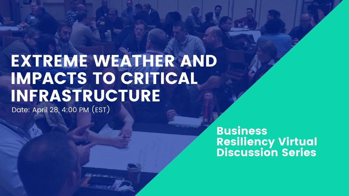 ahcusa's tweet image. [NEW] Extreme Weather and Impacts to Critical Infrastructure - Date: April 28, 4:00 PM (EST)
Register ➡️ resilienceexch.org/registration-1

● Dave Jones, CEO
● Ko Barrett
● Tom Gwaltney

Take a deep dive into the impacts that extreme weather is having on critical infrastructure...