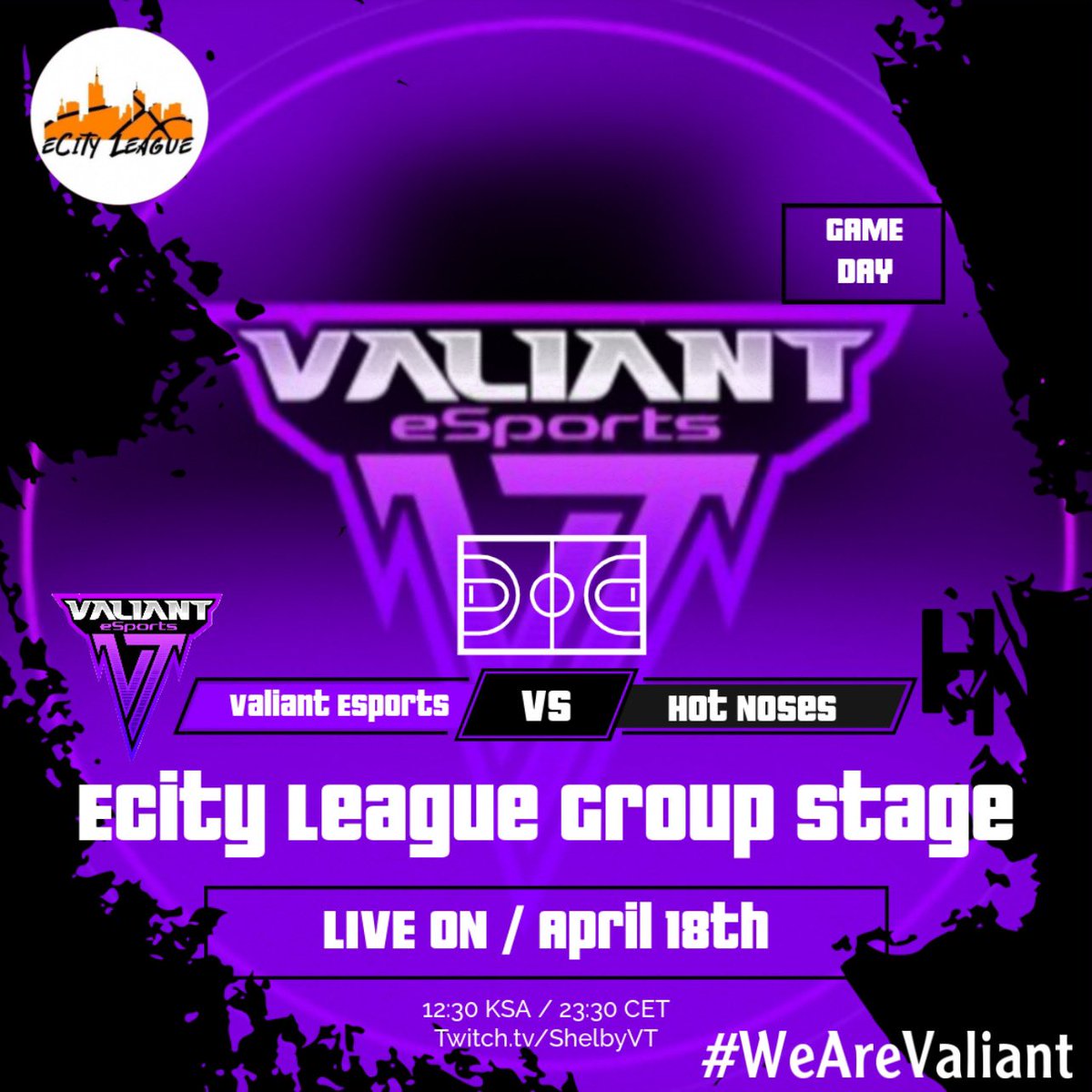 🟣 Game Day!

🔺Tournament: <a href="/eCityLeague/">eCity League</a> 

Valiants Roster:

🔸 PG: @Cemil_2002 🧠
🔸 SG: <a href="/MrProopeVT/">MrProopeVT🇰🇼</a> 🎯 
🔸 SF: <a href="/ISirajVT/">Siraj</a> 🔒 
🔸 PF: @iShelbyVT 🥷🏾
🔸 C: <a href="/IAbodVT/">Abdullah</a> 🤼

#AlwaysValiant