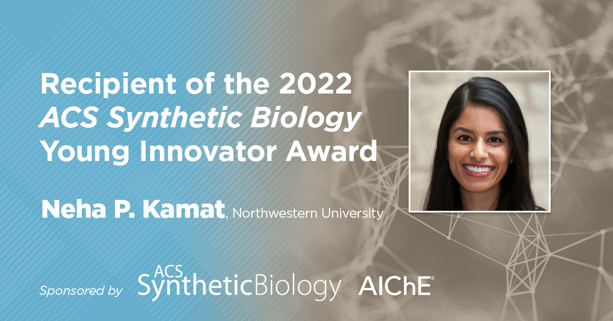 ACS Synthetic Bio (@acssynbio) on Twitter photo Congratulations to Dr. Neha P. Kamat, from <a href="/NorthwesternU/">Northwestern</a>, winner of the 2022 ACS Synthetic Biology Young Innovator Award! The award recognizes an outstanding early career investigator conducting research in any area of #SyntheticBiology. Read more: go.acs.org/Ur Congratulations to Dr. Neha P. Kamat, from <a href="/NorthwesternU/">Northwestern</a>, winner of the 2022 ACS Synthetic Biology Young Innovator Award! The award recognizes an outstanding early career investigator conducting research in any area of #SyntheticBiology. Read more: go.acs.org/Ur