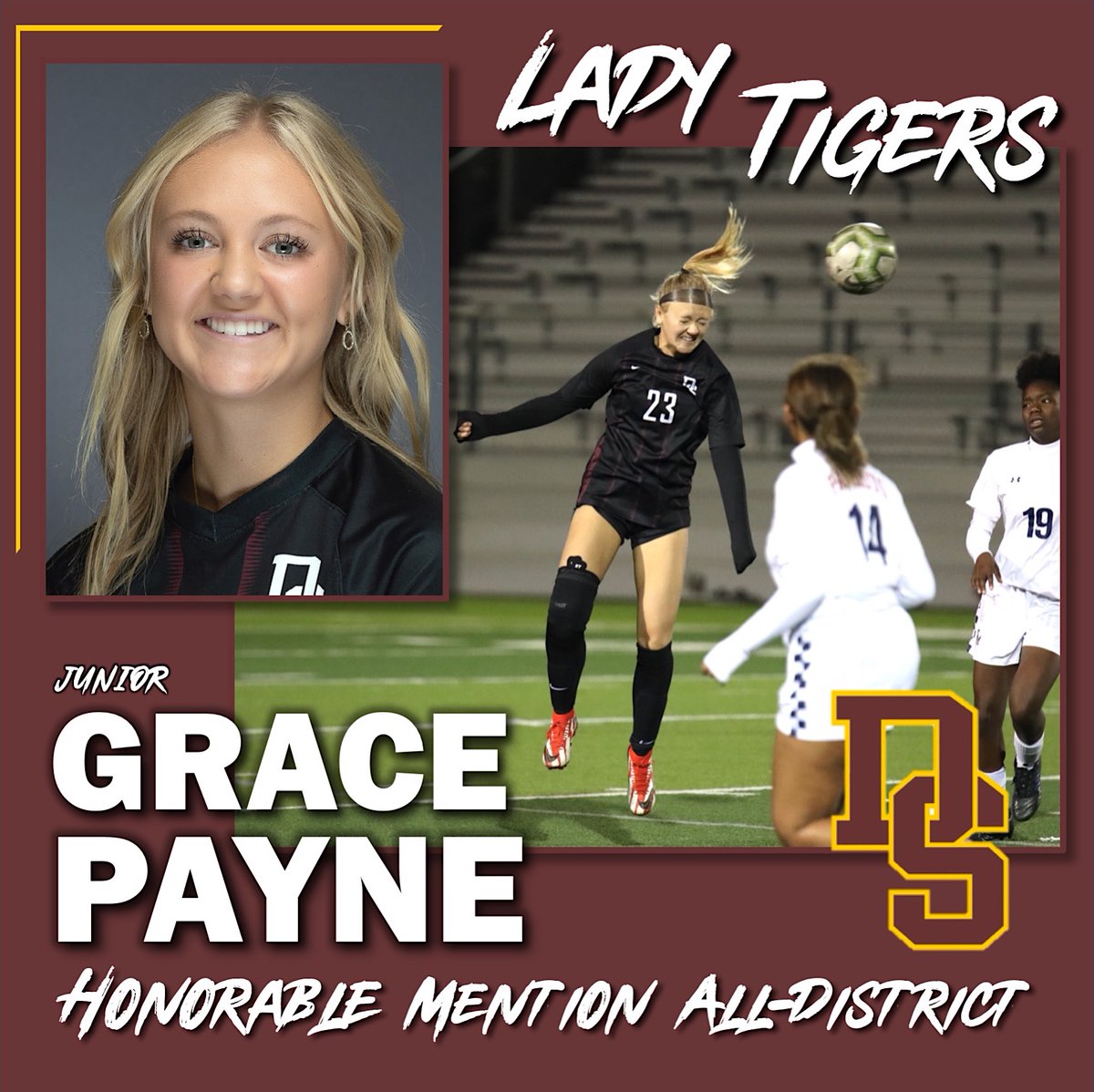 🌟26-5A District Awards🌟
Grace Payne, Junior - Honorable Mention All-District
<a href="/DSWomensSoccer/">DSHS Women's Soccer</a> <a href="/GracePayne_23/">Grace Payne</a>