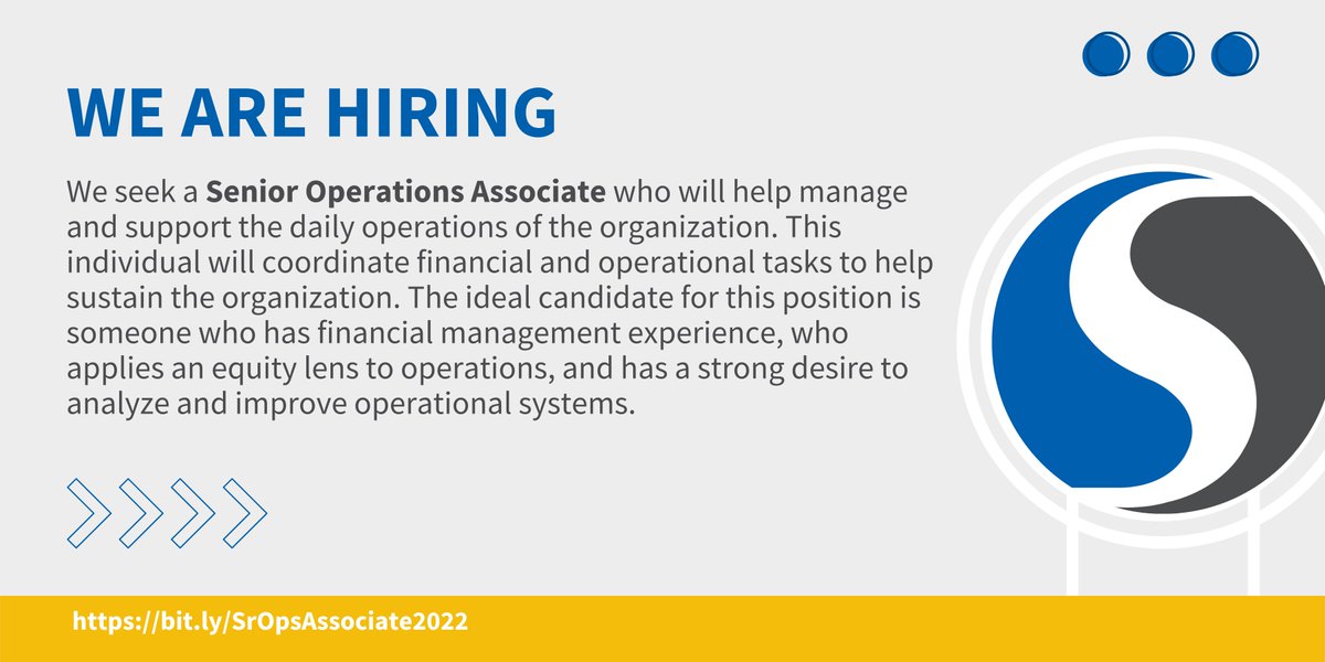 Our application for Senior Operations Associate is still open! Don't miss out on the chance to apply. 
#hiring #jobopportunity #jobs #operations bit.ly/SrOpsAssociate…