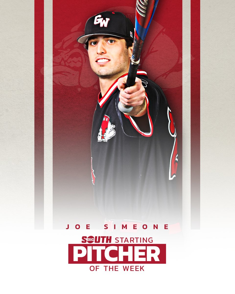 BigSouthSports's tweet photo. He totaled 1️⃣3️⃣ strikeouts in a complete-game shutout in Thursday's conference win!

@GWUBaseball's Joe Simeone is the #BigSouthBase⚾ Co-Starting Pitcher of the Week! https://t.co/VTRdfxL4hi