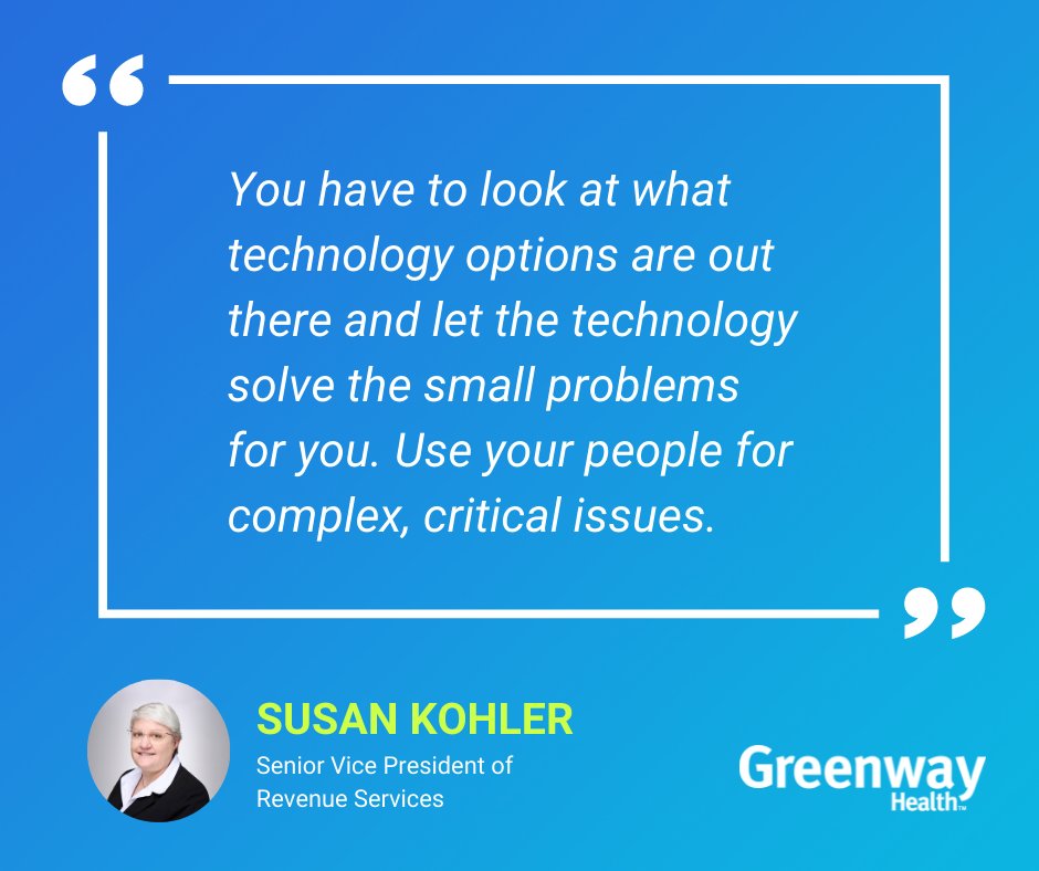 greenway's tweet photo. Susan Kohler, our Senior Vice President of Revenue Services, spoke with Healthcare IT Today’s @Colin_Hung about the revenue cycle management challenges practices face.

View the interview here: https://t.co/SdUNU5nMsA

#greenwayhealth #healthcareIT https://t.co/xtzn4jSehG