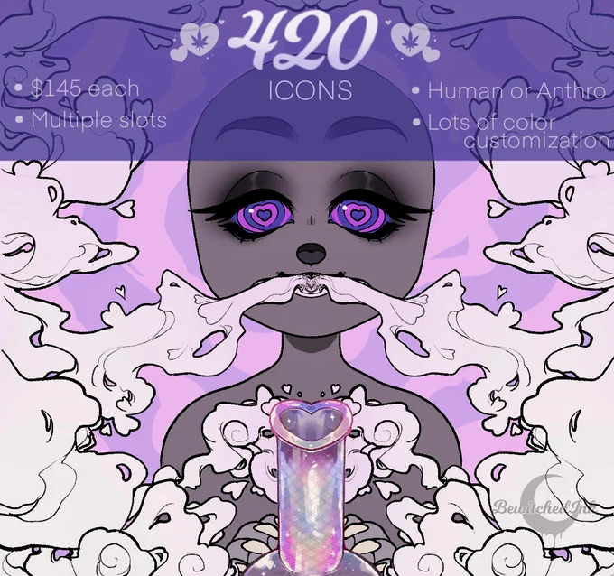 🤍 420 YCH 🤍

• Smoky Hearts or Ghosts •

✖️ Multiple Slots
✖️ Closing Wednesday 4/20
✖️ Info (💲) listed on each image
✖️ Pick your own eye swirl colors, smoke color, and background color to maximize uniqueness

TO GRAB A SLOT COMMENT "CLAIM"

  ♡ RTs always appreciated ♡ 