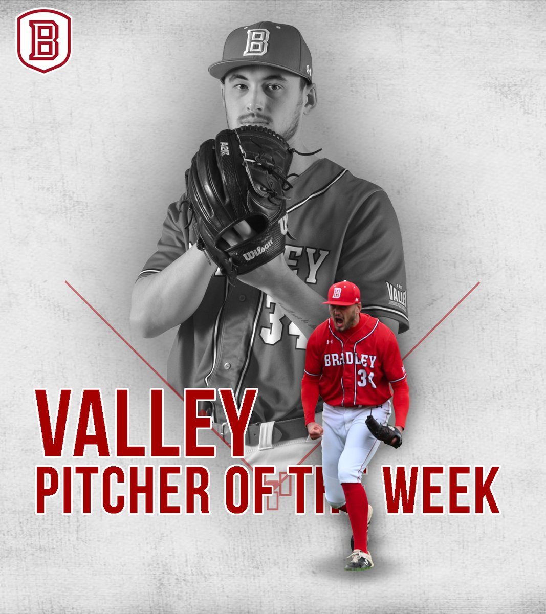 BradleyBaseball's tweet photo. After helping the Braves to a series win against No. 16 Dallas Baptist, Nick King is named the @MVCsports Pitcher of the Week!! 🅱️⚾️

📰⏩ https://t.co/9F6POhtPdQ https://t.co/1zkCZSZ1Uq