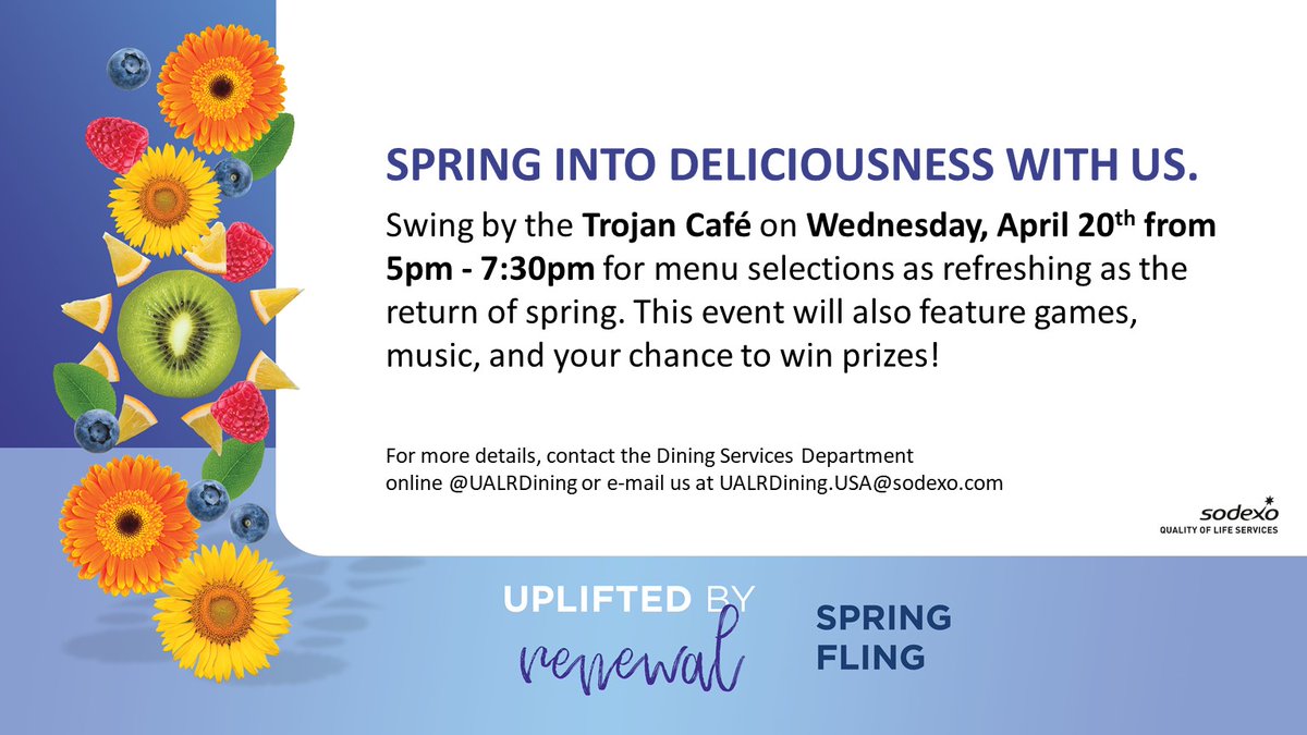ualrdining's tweet image. Join us at Trojan Café for a #SpringFling dinner event featuring melt-in-your-mouth meats! YUM in just 2 days! From 5pm until 7:30pm. #UALittleRock #UALRDining
