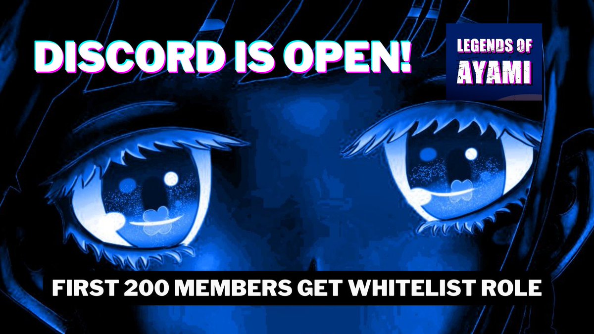 legendsofayami's tweet photo. Our discord is now open - LFG! 🎉
First 200 members get a whitelist role! 🖤
👉 https://t.co/y3pwaXwEbD
#WeAreAyami #OasisNetwork https://t.co/IYxe3l1DTR