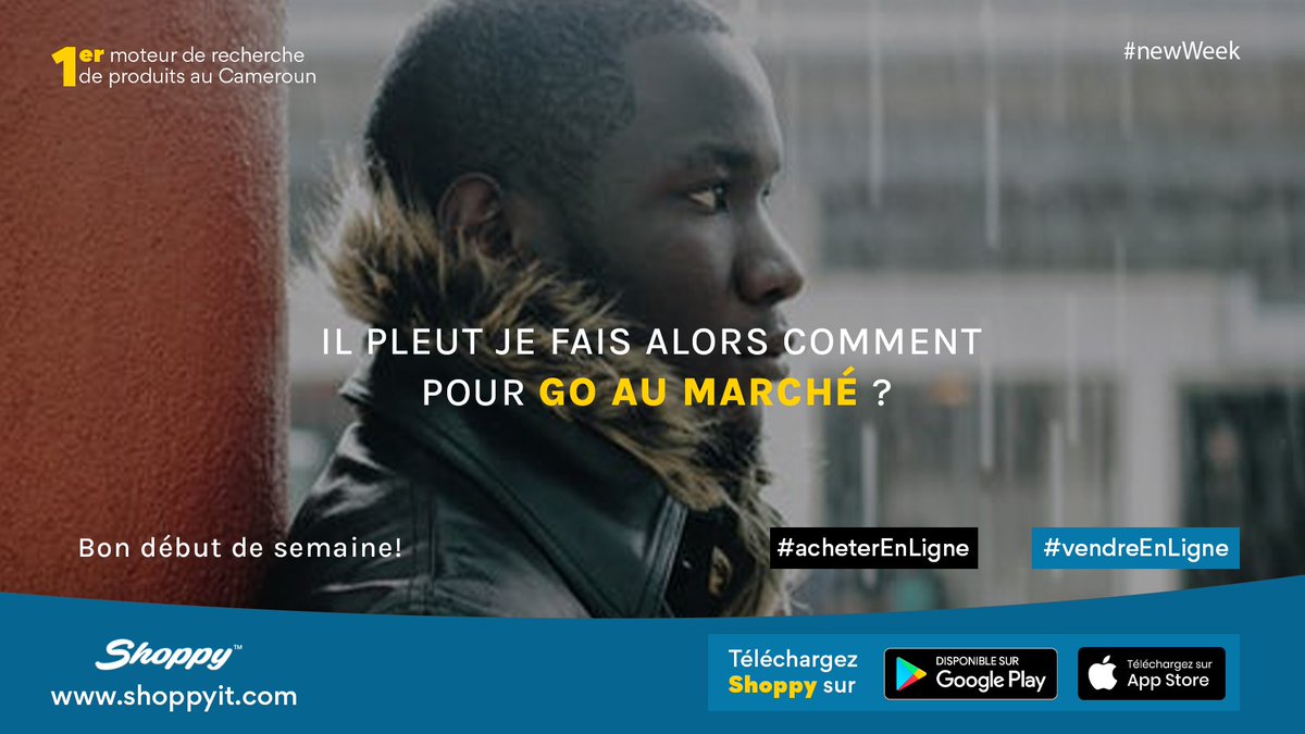 ShoppyMS's tweet photo. Avec Shoppy, N’attendez plus qu’il fasse beau ou que le climat change pour faire votre marché.  
Bon début de semaine
Téléchargez l’app Android / IOS sur  👉https://t.co/OOMeCg1mH6
#shoppycm
#vendreenligne
#acheterenligne
#cameroun🇨🇲 https://t.co/sx2lm6Fcto