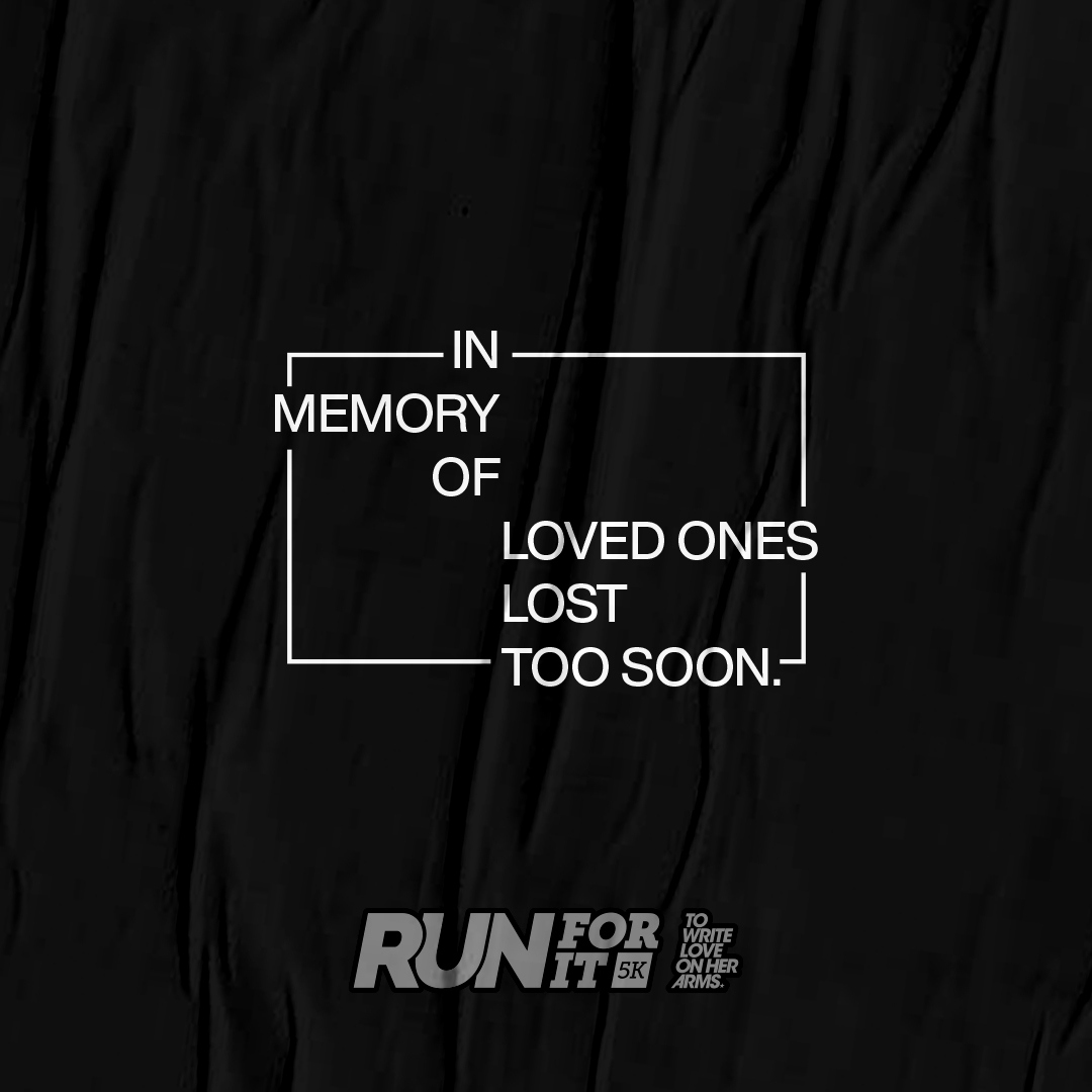 TWLOHA's tweet photo. Right now, we have an anonymous $20,000 matching grant in honor of all those we've lost. Which means right now, every dollar you give to our #RunForIt5k campaign will be doubled until the grant runs out.ย
https://t.co/IA0PQ9MHW7 https://t.co/wN8Fz2qkR0