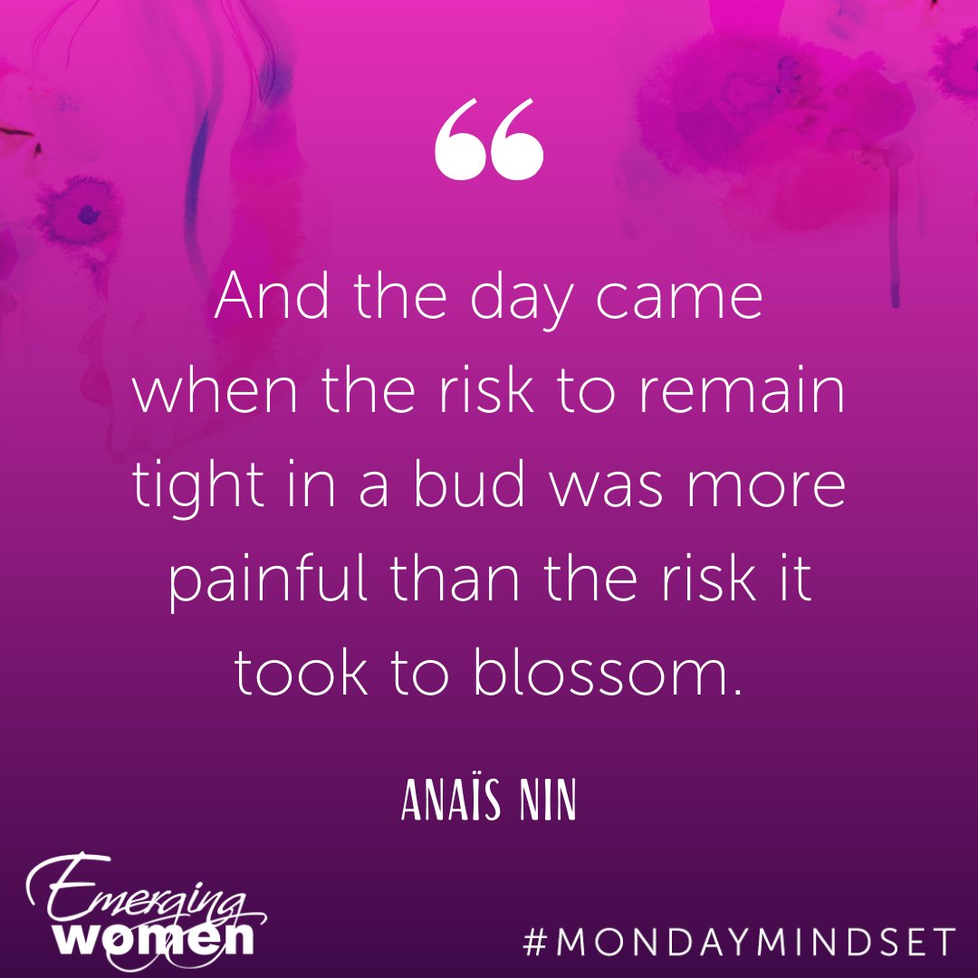 We try with all our might to avoid pain &amp; seek pleasure. But sometimes the pleasure we seek can only be found through tough decisions &amp; acts of bravery. Sometimes the only catalyst we need for #change is realizing NOT #changing is far more painful.

#emergingwomen #AnaïsNin