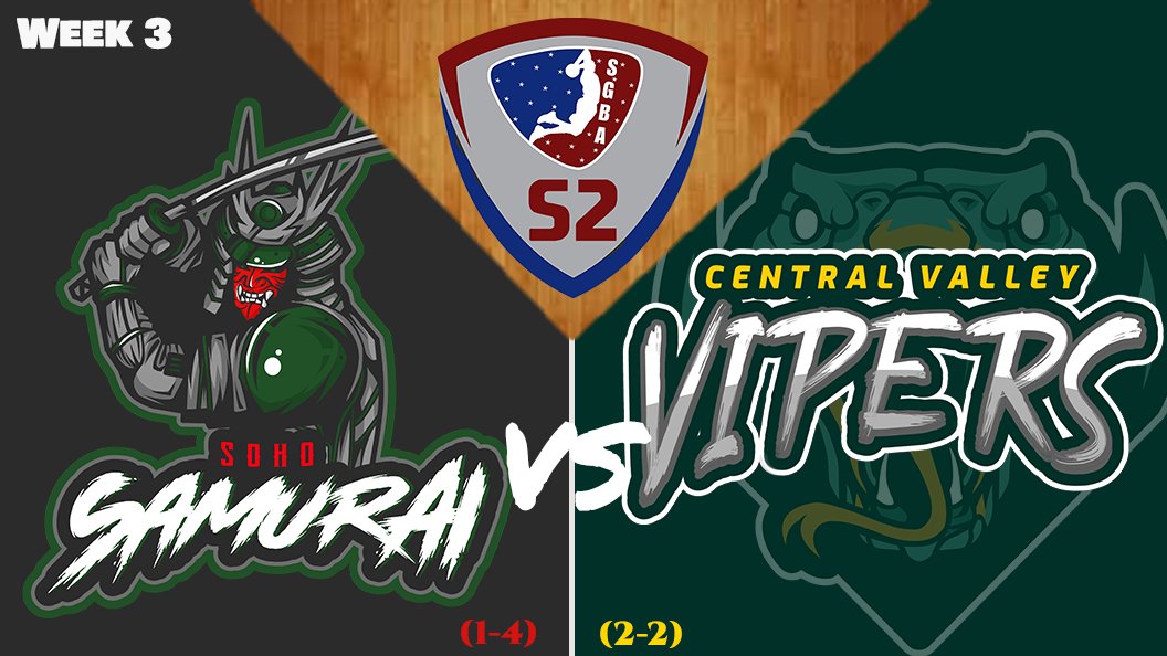 Sorry for thr mix up yesterday but TODAY is the massive game against the vipers go hit it up and show your support. Raise your swords. We've had a rough start so the players need some motivation. #sgba #Samurai #Vipers