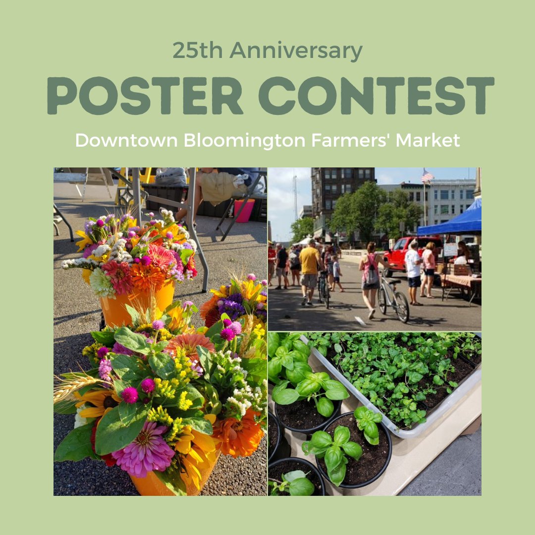 25th anniversary poster contest due in one week! 

Full contest details can be found at the poster contest event page on our Facebook. Email your submissions to farmersmarket@cityblm.org