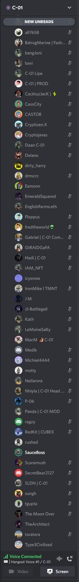 Todays voice chat with the #C01FAM 🔥 Really good conversation, very bullish / excited for the future of #C01 @C_01_Project