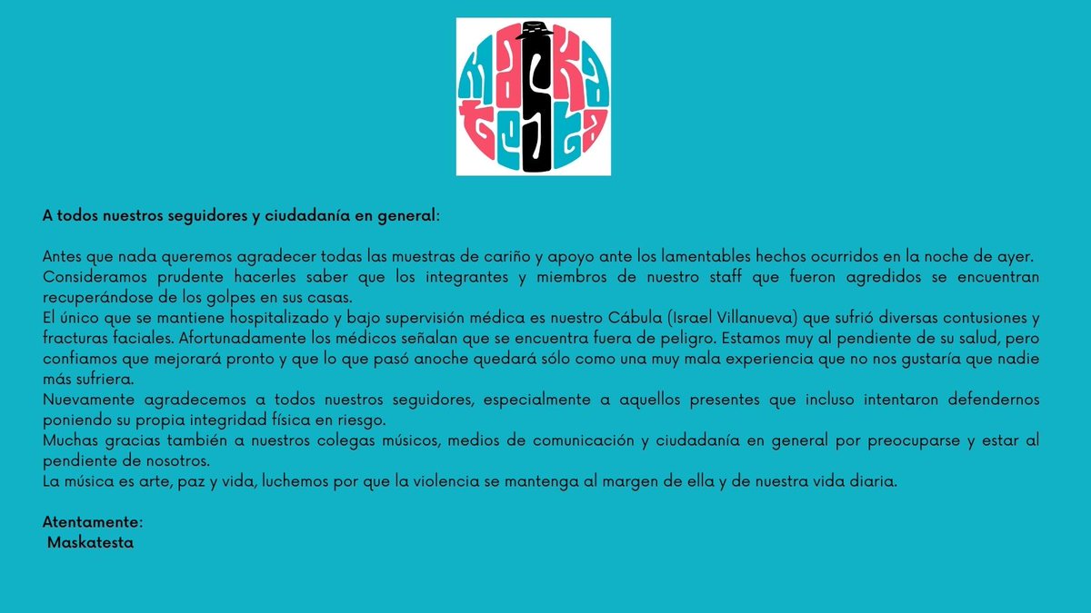 maskatestamx's tweet photo. Comunicado oficial!

#graciasportanto #FuerzaMaskatesta https://t.co/6ByDVkY3ob