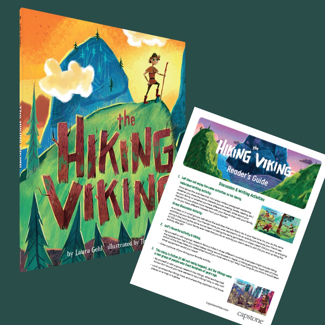 CapstonePub's tweet image. Looking to dive deeper into THE HIKING VIKING? Now you can with the new Reader&apos;s Guide! Enjoy writing and discussion activities and learn about author @AuthorLauraGehl and illustrator @teabanks! bit.ly/3GZs134 #EducatorResources #EducatorsGuide