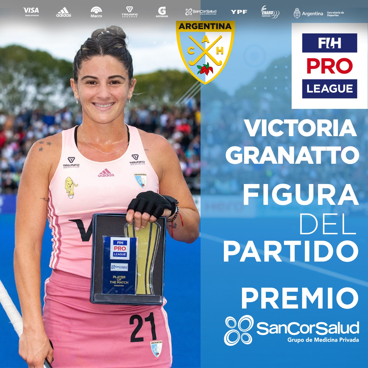 ¡Felicitaciones, Vicky! 🥳

Victoria Granatto fue elegida Figura del Partido ante Estados Unidos y recibió el premio <a href="/Sancor_Salud/">SanCor Salud</a>. 

🤜🇦🇷🤛