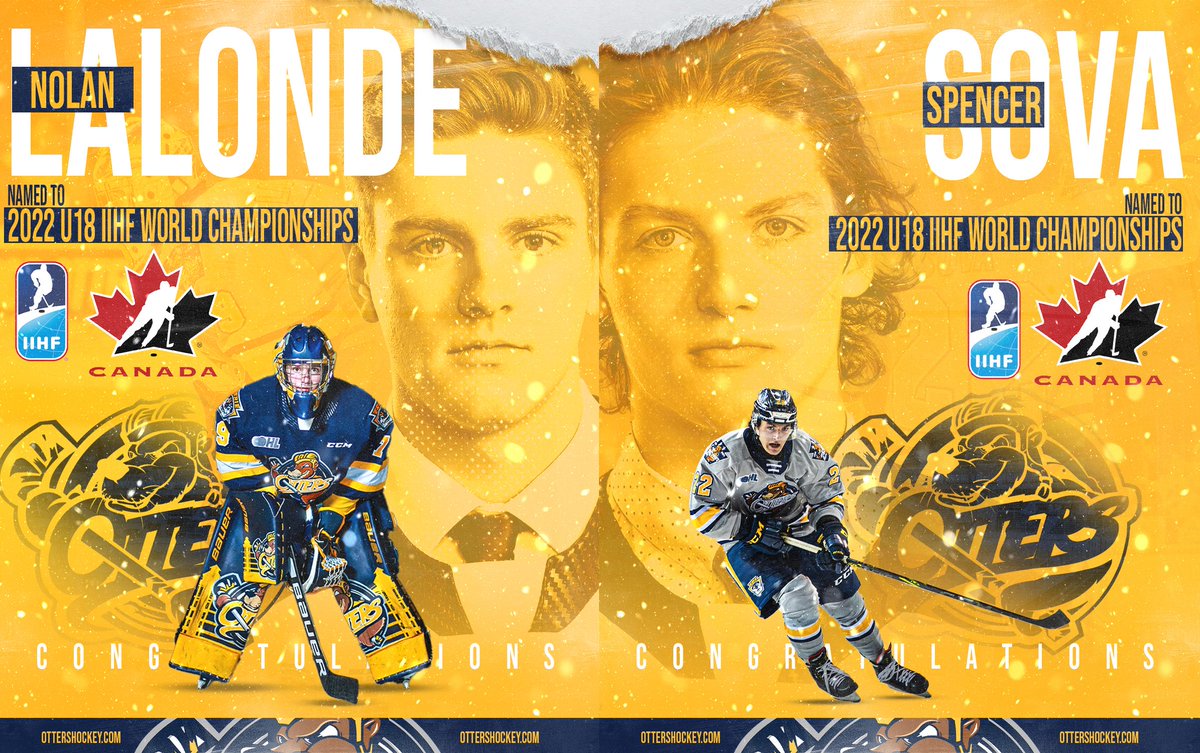 BREAKING: <a href="/nolan_lalonde/">Nolan Lalonde</a>, <a href="/sova_spencer/">spencer sova</a> named by <a href="/HockeyCanada/">Hockey Canada</a> to Canada’s National Men’s Under-18 Team for upcoming 2022 <a href="/IIHFHockey/">IIHF</a> U18 World Championship.

Congratulations Londs &amp; Soves! 🍁

📰: ottershockey.com/article/lalond… #OttersNation🦦