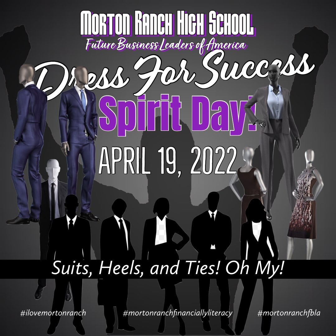 Mr_theLewis's tweet photo. Hey Mavericks, it’s time to dress for success and show your school spirit. #ilovemortonranch #mortonranchhighschool #teammav #mortonranchfbla #financialliteracy #spiritweek #schoolspirit  #fun #katyisd #lewisgraphicdesigns  @MavFBLA @MRHSMavericks https://t.co/26zr75tAFV