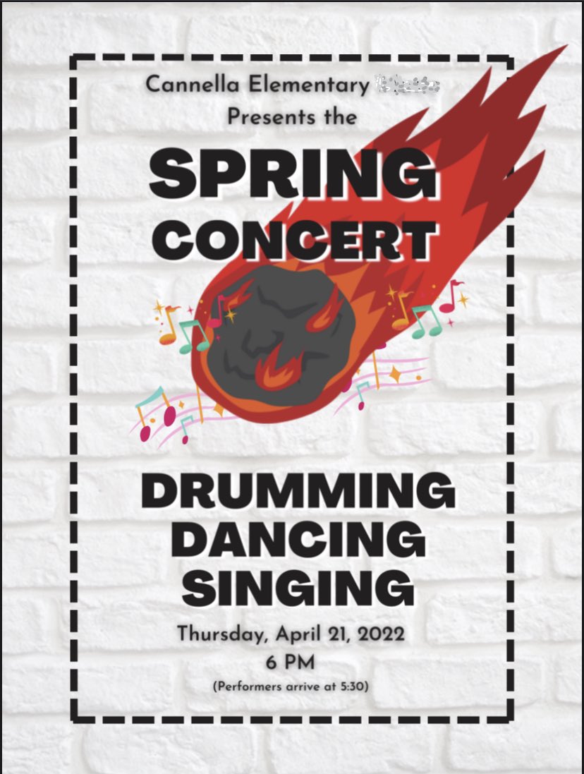 We are so excited for our Spring Concert this Thursday! Can’t wait to see what our #comets have been working hard on! 
#SOAR  #cannellateachers #comets #strongertogether #HCPS  #cannellacomets <a href="/MusicCannella/">Cannella Music Teachers</a>