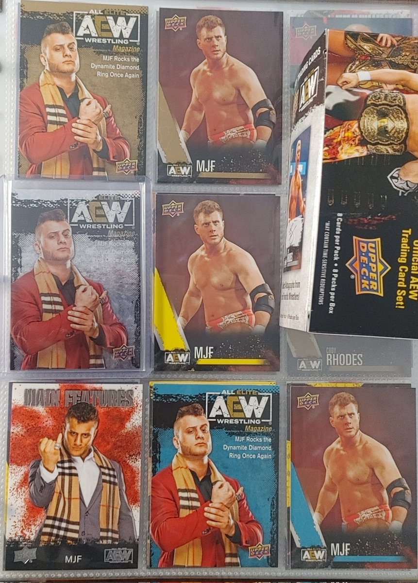 rasslinfan4life's tweet photo. MJF rainbow is going to be tough. This is from 6 hobbies not counting doubles and 1 jazwares figure #cardmark #mjf #betterthanyou #upperdeck @CardFoundPod https://t.co/Jj38SLXT1O