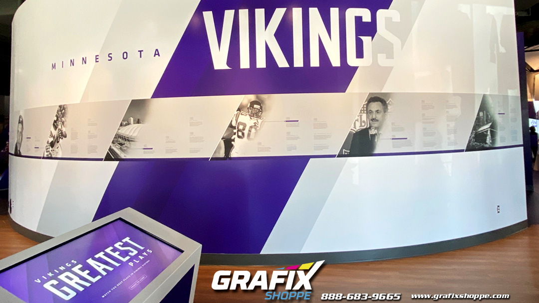 GrafixShoppe's tweet photo. Take a walk down memory lane at the Minnesota Vikings Museum and make sure to check out some of the work we did!
#60GreatestFans #VikingsGreatestPlays #mnvikings #largeformatprinting #wallgraphics #museumgraphics #nflfootball #nfl #govikings #skol #football https://t.co/3SKV0Niwuh